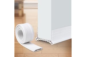 Door Draft Excluder for Doors Silicone - No Sticking Front Door Draught Excluder for Bottom of Door Weather Strip Sound Proofing for Doors, Under Door Seal 39" Length by YOUSHARES (White)