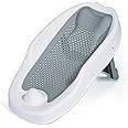 BAOLY Baby Bathtub,Foldable 0-12 Months Infant Bathtub,Newborn Bathtub Seat with Non-Slip Bottom,Baby Bath Seat Shower Rack Breathable Child Bathtub Seat, Baby Seat Lying Support Bath Mat (Grey)