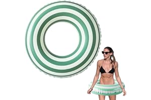 LUMOOM Flotador para adultos, aro de natación de PVC, flotador inflable, colchón de aire, flotador de estilo retro, para fiestas de verano, playa, accesorios de fiesta al aire libre (verde)