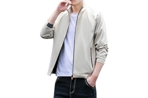 pvucpot Giacca Leggero Primavera Giaccone Classica Mezza Stagione con Zip Cappotto Tempo Libero Multitasche Giubbino da Uomo
