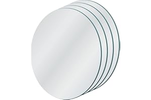 GOLD&CHROME UNIQUE DESIGN Specchi da Parete in Cristallo, Set di 4 Pezzi, Rotondo, 30 cm x 30 cm x 0,3 cm, 0,5 kg, Autoadesivo, Nastro Incluso, Bordo a C, Moderno, Minimalista