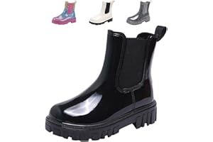 DRECAGE Bottes de Pluie Femme Courtes Botte Caoutchouc Antidérapant Chelsea Bottines Confortables Imperméable Chaussures pour Résistant à l'eau
