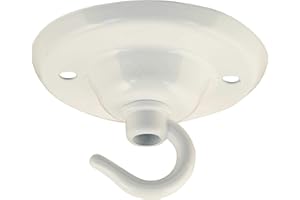 ElekTek Piastra soffitto con gancio diametro 75 mm Finiture metalliche colori verniciati a polvere + Viti corrispondenti. Per accessori a sospensione e lampadari Bianco Brillante