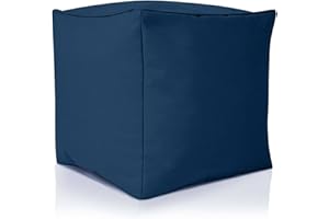 ‎GREEN BEAN Green Bean Outdor Pouf-Hocker 40x40x40cm mit EPS-Perlen Füllung - Erweiterung & Addon für Sitzsäcke: Fußhocker Fußkissen - Bodenkissen Kinder & Erwachsene - Fußablage Sitzkissen Dunkelblau