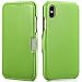 Produktbild Mobiskin Tasche für Apple iPhone X | Case mit Echt-Leder Außenseite | Schutz-Hülle seitlich aufklappbar | Ultra-Slim Cover | dünne Klapphülle | Etui | Grün