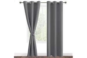 DWCN Vorhang Blickdicht Verdunkelungsgardinen mit Ösen 2 Stücke Thermogardine für Wohnzimmer, Schlafzimmer, Grau, 228x117cm(HxB)