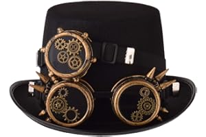 COSDREAMER Sombrero unisex de Steampunk Top Hats Halloween con gafas