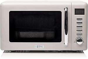 Haden Cotswold 800W Microwave Oven - 20L Capacity - 5 Power Levels Digital Microwave - 60 Min Timer, Easy To Clean, Defrost/Express Function, Stainless Steel Countertop Microwave - Putty