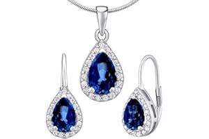 SILVEGO Damen Schmuck-Set aus 925 Sterling Silber MONACO mit synthetischem Saphir