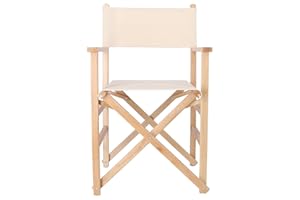 Aranaz Silla de Director de Madera con Barniz con Lona de Color Crudo