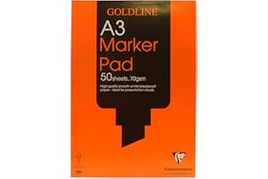Clairefontaine - Ref GPB1A3Z - Goldline Bleed-Proof Marker Pad (Contains 50 Sheets) - A3 (420 x 297mm) in Size, 70gsm Smooth Paper, FSC-Certified, Glue Bound Top
