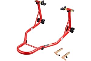 VEVOR Stojak na tylne koło motocykla, nośność 385 kg, wytrzymały stojak na tylne koło ze szpulą widelca U + L, regulowany stojak podnośnika motocyklowego, do Suzuki, Yamaha, Honda, Kawasaki, czerwony