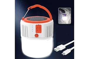 Lámpara solar para camping, luz LED recargable VGE para tiendas de campaña, linterna exterior impermeable de 5 modos para senderismo, pesca, caza y situaciones de emergencia - Blanco…