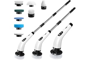 Hqynss Electric Spin Scrubber, Cordless Scrubbing Brush with 8 Brush Heads, Extendable Long Handle Rechargeable Cleaning Brush, USB-C Charging, for Floor, Tile, Bathroom, Kitchen, Shower Tub