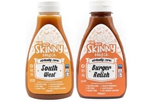 SAVOUR THE ESSENCE The Skinny Zero Calorie Keto Burger Relish Sauce and Southwest Sauce Twin Pack - Low Fat Salad Dressing with Skinny Food Syrup, Zero Sugar Table Condiments | BBQ