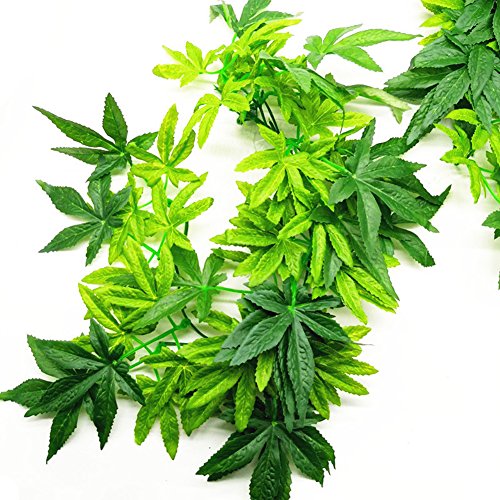 Yimosecoxiang Beautiful And Comfortable Pet Supplies Aquarium Reptile Fish Tank Artificial Plastic Fake Hanging Leaves Plant Decor - Green 50cm