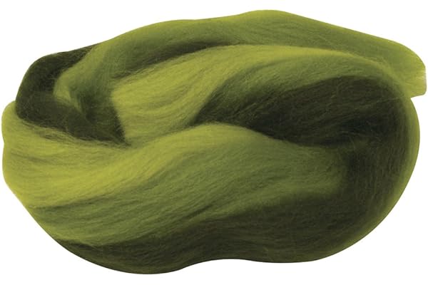 Rayher 5366400 Laine Mérinos Peignée Fine, Laine à feutrer DE 50 g, Coloris Vert