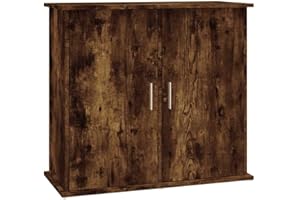 vidaXL Support pour Aquarium, Armoire pour Aquarium avec 4 Compartiments, Meuble de Base pour Aquarium avec Rangement Intérieur, Chêne Fumé Bois d'Ingénierie