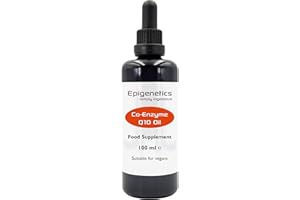 EPIGENETICS Co-Enzyme Q10 Oil 100ml | 4.5mg CoQ10 Liquid + Pumpkin Seed Oil | UK Made Vegan Liquid | UV Protected Miron Violet Glass | 10 Drops Daily (4 Month Supply)