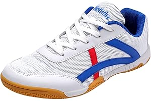ZHENSI Chaussures De Tennis De Table pour Hommes Sneaker D'intérieur Chaussures De Ping-Pong en Maille Légère À Fond Souple