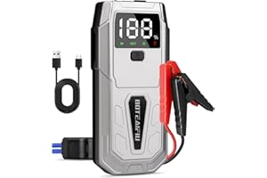 BOTEAIFIU Booster Batterie 5000A Démarreur de Voiture (Jusqu'à 9.5L Gaz 8L Gazole) 12V Jump Starter Booster Batterie Moto/Auto avec Écran LCD Pinces de Sécurité Intelligentes Lumière LED