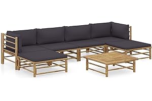 Festnight Gartenlounge Loungemöbel Terrasse Gartenmöbel Set Bambus Garten Lounge Sofa Outdoor Couch Set Sitzgruppe Garten Sofagarnitur Terassenmöbel