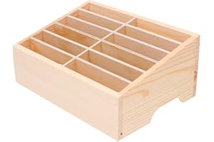 Housoutil Boîte De Rangement En Bois Pour Téléphone Portable à 12 Grille, Organisateur De Bureau Beige De Boîte De Rangement De Gestion De Téléphone Portable Pour Bureau Et D'école