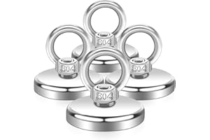 KEUKENKET Neodymium Extra Strong Magnetic Fishing Magnet - 70 kg, 42 mm, Pack of 4 for Home, Workshop, Pond Recovery