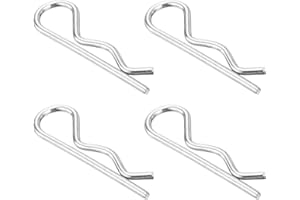 sourcing map 4Pcs 5mmx100mm 304 Stainless Steel R Shaped Spring Cotter Pins, R Clips Cotter Pin Spring Fastener for Household Appliances, Sports Equipment, Car Mechanics Repair (Silver)