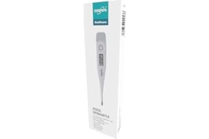 EUROPAPA Thermomètre de fièvre numérique pour bébés, enfants et adultes, thermomètre pour voie orale, axillaire ou rectale, étanche avec alarme de fièvre (Gris)
