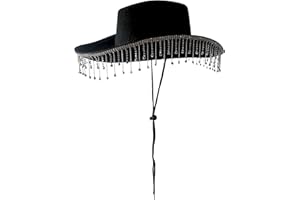 Alandra Party COW-BLACK Cowboy Hat with Diamante Droplets