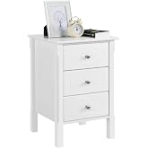 Yaheetech White Bedside Tables with Three Drawers | Bedside Table for Bedroom 40 x 40 x 60 cm Wooden Bedside Drawers, Vintage