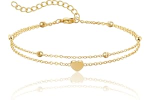 RWQIAN Bracelet de Cheville Réglable pour Femme en Acier Inoxydable Bracelet de Cheville Imperméable Bijoux de Cheville (Longueur de Cheville 20+5cm)