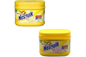 Nesquik Strawberry and Banana Flavour Bundle | Enjoy These Classic Flavours with Your Milk | 1x300g Strawberry Tub and 1x300g Banana Flavour Tub | Total of 2 x 300g Tubs