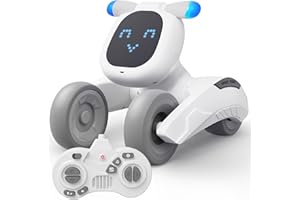 PRANITE Robot Juguete, Robot Teledirigido Inteligente con Expresión LED, Grabación, Tacto, Música, Recargable Interactivos Robotizado Regalos para niños y niñas