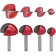 DingGreat 4Pcs 6mm Shank Round Nose Cove Core Box Router Bit, Round Groove Router Bit Cutter for Woodworking