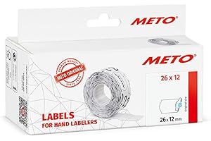 Meto etichette prezzatrice (26x12 mm, bianco, 1 riga, 6000 pezzi, permanente multifunzione - congelatore, per Meto, Contact, Sato, ecc.)