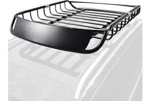 SOARS Baca Coche Universal, Cesta de Techo Coche, Baca de Hierro con Revestimiento Anticorrosión y Antioxidante, Cofre Techo Coche, Portaequipajes de Metal Carga 110 KG, 120 x 98 x 16,5 CM (Tipo A)