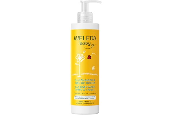 Weleda - Champú y Gel de Ducha Caléndula BIO 2 en 1 para Bebés y Pieles Sensibles, con Aceite de Almendra y Sésamo, Natural, Vegano y Suave con los Ojos - 400 ml
