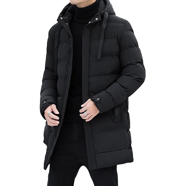 Doudoune Homme Parka Brillante - Capuche - Hiver Chaud - Coupe-vent - Style Décontracté - Fermeture éclair