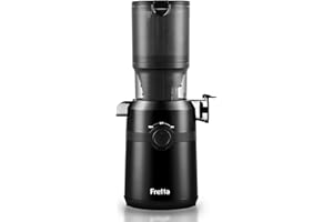 ‎FRETTA Fretta Slow Juicer, 200 W with 108 mm Filling Chute for Whole Vegetables and Fruit, BPA-Free Tritan Material, Easy to Clean (Black)