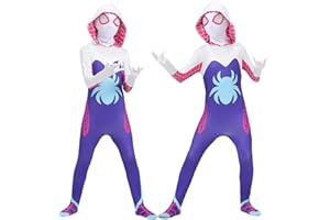 Maryparty Ghost Spider Costume for Adults Kids Purple Costume Bodysuit for Halloween Carnival Party