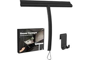 AJOXEL Raclette Douche, Silicone Raclette Vitre Portable, Nettoyage Efficace，avec Cordon de Suspension, pour Raclette de Fenêtre, Salle De Bain, Miroir, Nettoyage de Verre, Carrelage-Noir