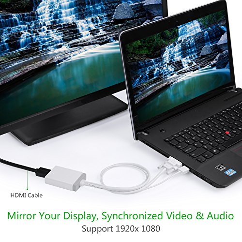 Ugreen VGA auf HDMI Konverter Adapter Audio Übertragung1080P HDTV mit USB Stromversorgung unterstützt für Computer, Projektor, Laptop, DVD-Player, Set-Top-Box, Spieler und so weiter VGA Signal Ressourceneingangs Weiß - 2