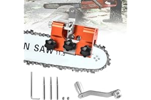 OKUYAN Chainsaw Sharpener Hand Crank Chainsaw Sharpener Jig Tool Aluminum Alloy Chainsaw Chain Sharpener with 3 Grinding Heads 1 Allen Wrench,1 Crank,2 Nuts for Most Chainsaw and Electric Saws