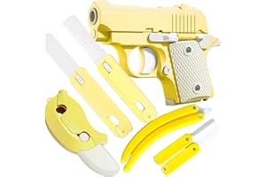 BLOOOK Fidget Toy,Antistress Pistola Giocattolo,Stimming Toys,Cubo Anti Stress Gadget,Regali Fidget Slider per Adulti e Bambini da Scrivania,Ideale per Ansia, ADHDs, OCD e Autismo (Giallo (6 in 1))