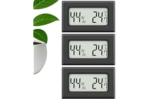 MAVORI® 3 pz. Mini termometro digitale & igrometro mini: Misuratore di umidità interna preciso & termometro piccolo per la misura della temperatura e dell'umidità (nero)