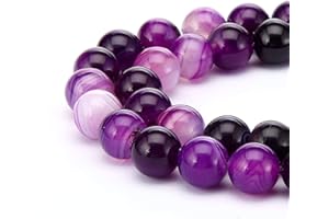 ADABELE 2 Stränge Top Qualität natürlicher Edelstein Lose Runde Perlen Spacer Perlen 4 mm 6 mm 8 mm 10 mm 39,4 cm Pro Strang 8 1) Purple Stripe Agate