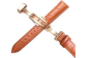 SCHERRY 12mm/14mm/15mm/16mm/17mm/18mm/19mm/20mm/21mm/22mm/24mm Genuine Leather Foldable Clasp Watchbands Butterfly Buckle Watch Strap