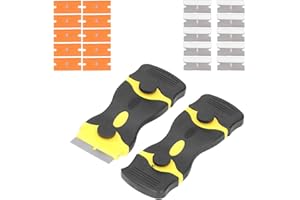 Ruayia Schaber mit 10 Edelstahl & 10 Kunststoff Ceranfeldschaber Herd Glasschaber, Schaber Küchenschaber Set, Aufkleber Entferner für Kochfeld, Backofen, Induktionskochfeld, Glaskeramik